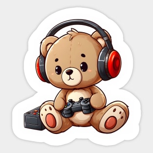 Cute Bear Gamer Kawaii Sticker
